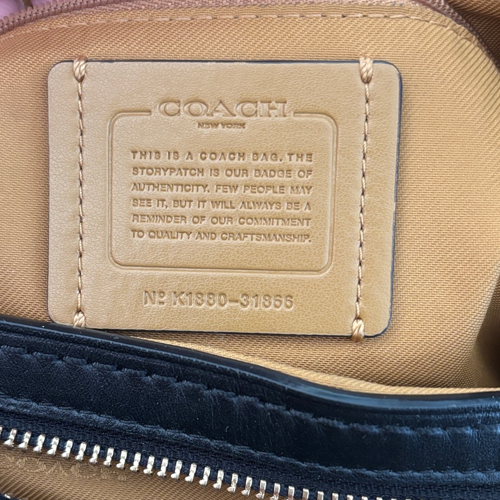 Coach Edie 31 Black Embossed Leather Shoulder Bag - Picture 6 of 8